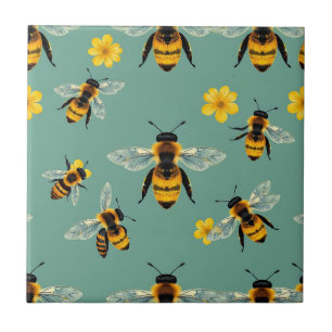 Carreau Abeille Bourdon Aquarelle Nid D'abeille Réaliste