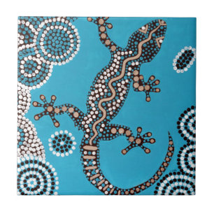 Carreau Aboriginal sorte, Gecko, peinture de point,