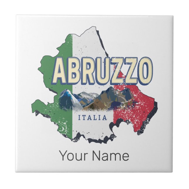 Carreau Abruzzes Italie Région Rétro Carte Souvenir Vintag (Devant)