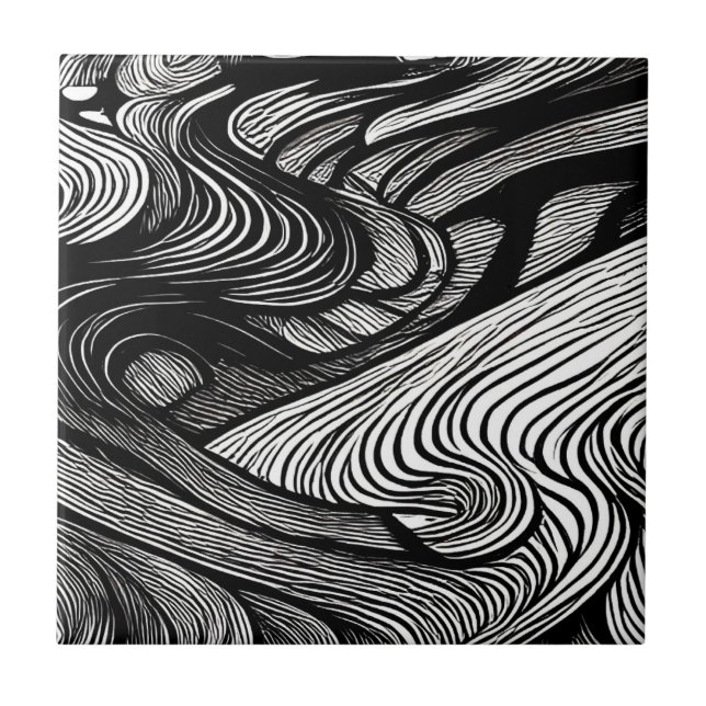 CARREAU ABSTRACT BLACK AND WHITE    (Devant)