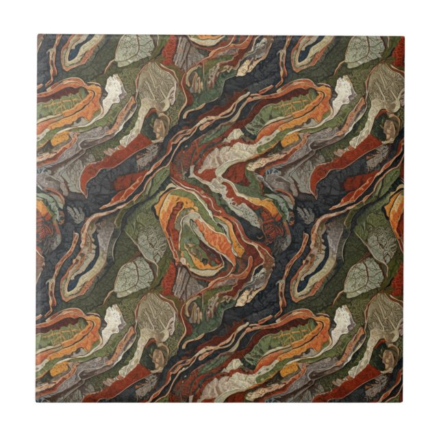 Carreau Abstract Earth Tone Swirl Pattern (Devant)
