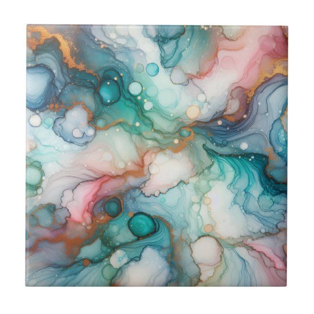 Carreau Abstract in Pink, Teal, Blue, and Gold (Devant)