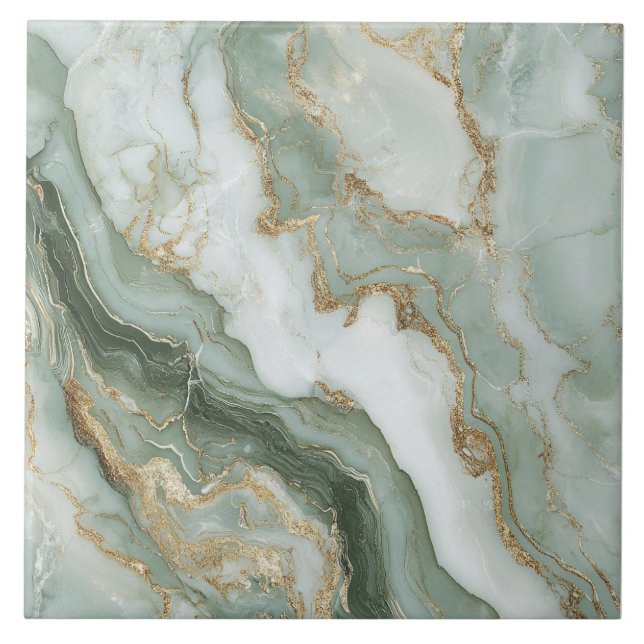Carreau Abstract Marble Sage Green (Devant)