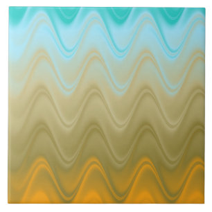 Carreau Abstrait bleu vert orange ondulé