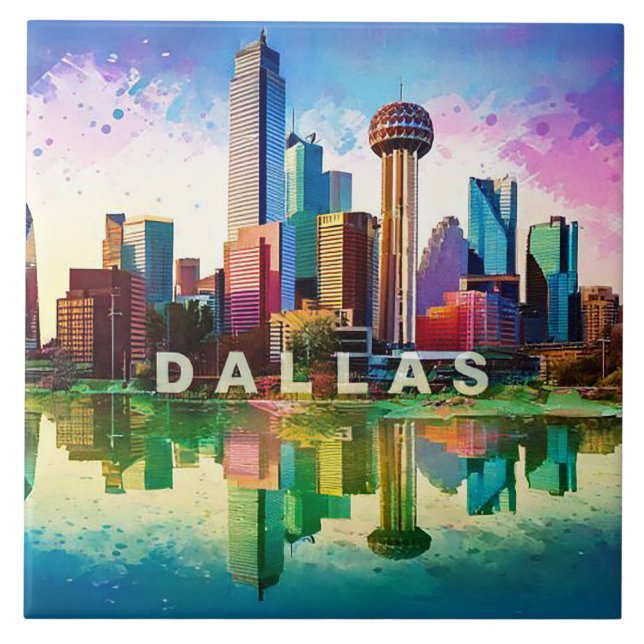 Carreau Abstrait Dallas Skyline Art Moderne Cityscape (Devant)