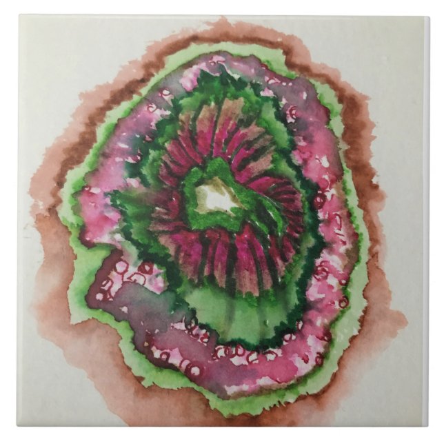 Carreau Abstrait éclat rose et vert (Devant)