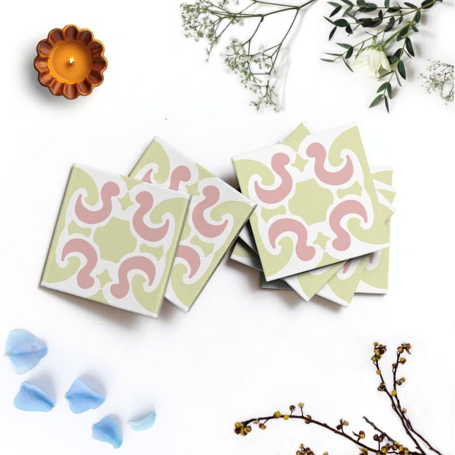 Carreau Abstrait Flamant Rose de Milieu de Siècle (Créateur téléchargé)