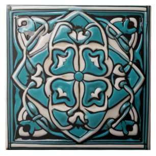 Carreau Abstrait géométrique blanc et vert d'inspiration c