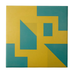 Carreau Abstrait Géométrique Gras Jaune Turquoise