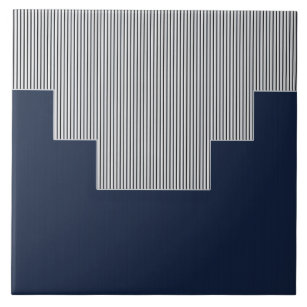 Carreau Abstrait, géométrique, lignes verticales, bleu mar