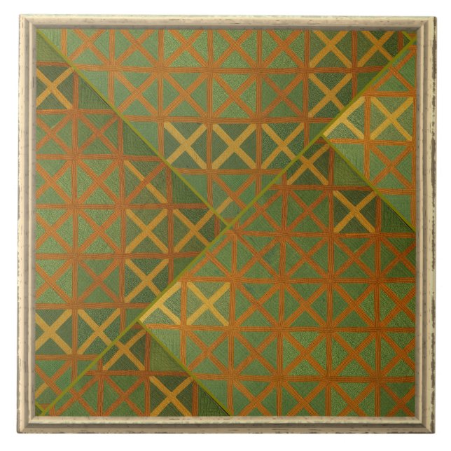 Carreau Abstrait Géométrique Vert Et Bleu (Devant)