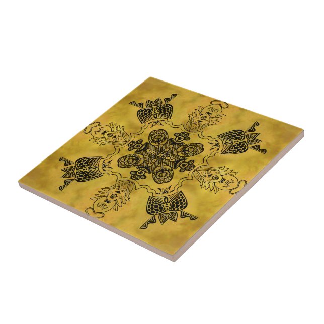 Carreau Abstrait Goth Tribal Line Dessin Motif répété (Côté)