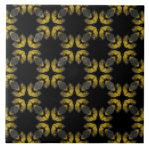 Carreau Abstrait Jaune, Bronze et Motif noir