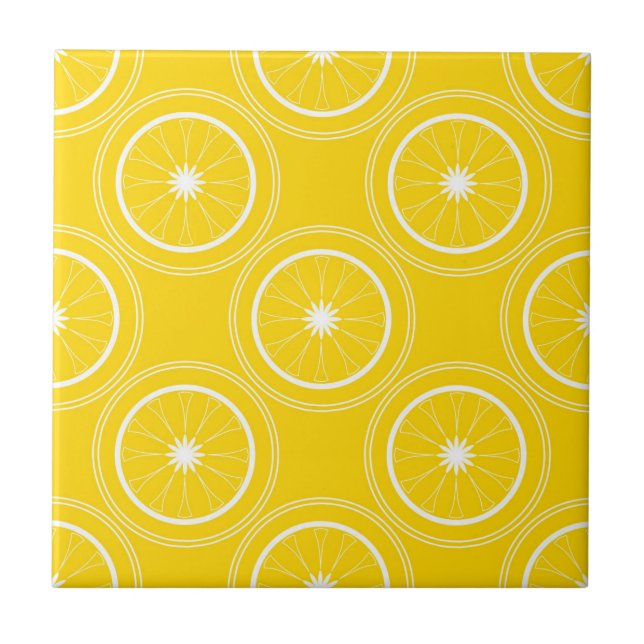 Carreau Abstrait jaune clair rétro citron motif (Devant)