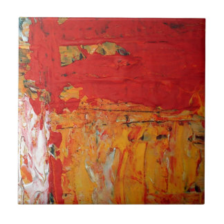 Carreau Abstrait jaune rouge texturé riche