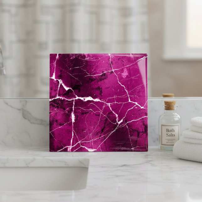 Carreau Abstrait Marbre Tons de Joaillerie Fuchsia ID1288 (Créateur téléchargé)
