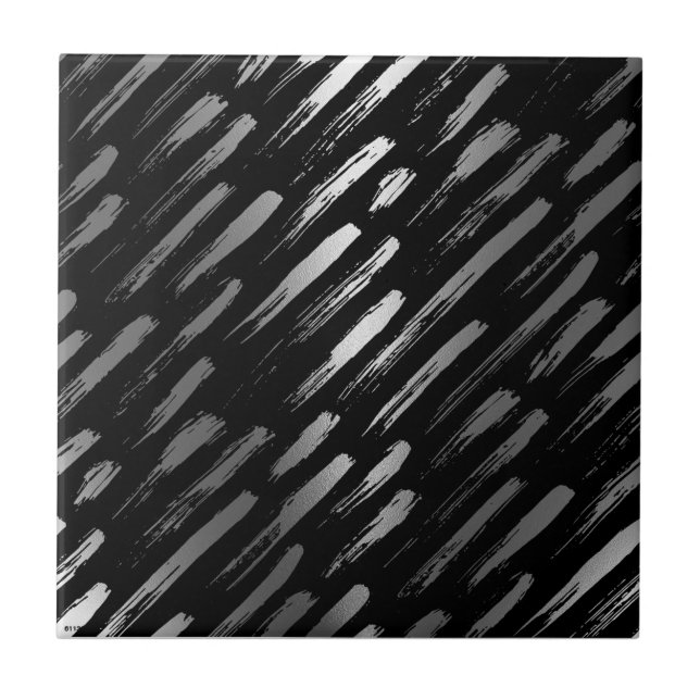Carreau Abstrait métallique noir et argent (Devant)