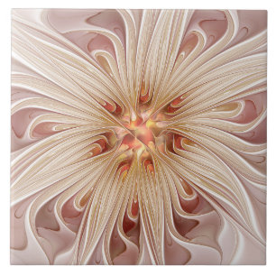 Carreau Abstrait Moderne Peach Pastel Flower Fractal Art