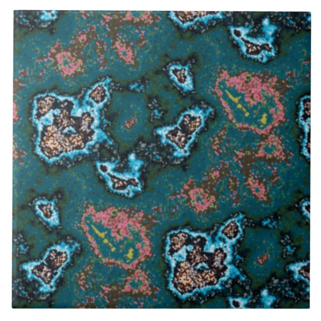 Carreau Abstrait moderne Turquoise rose Turquoise Motif en (Devant)