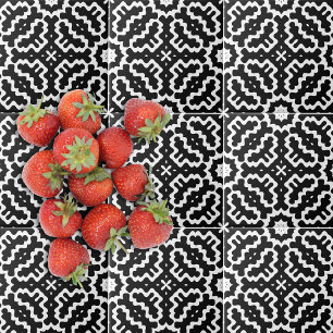 Carreau Abstrait Mosaïque Noir et Blanc Motif