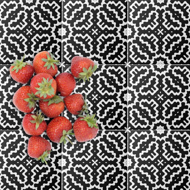 Carreau Abstrait Mosaïque Noir et Blanc Motif (Créateur téléchargé)