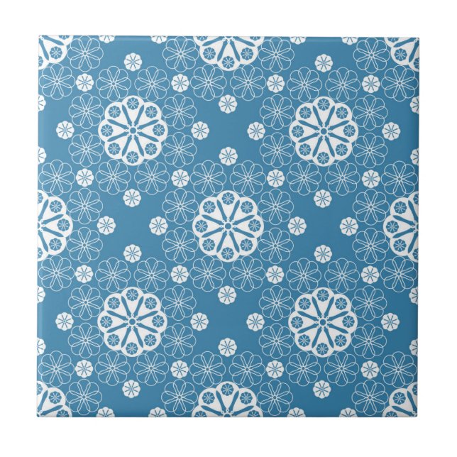 Carreau Abstrait motif floral ouvert en col bleu clair (Devant)