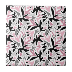 Carreau Abstrait, Noir et Rose, Jeunesse, Moderne Coussin 