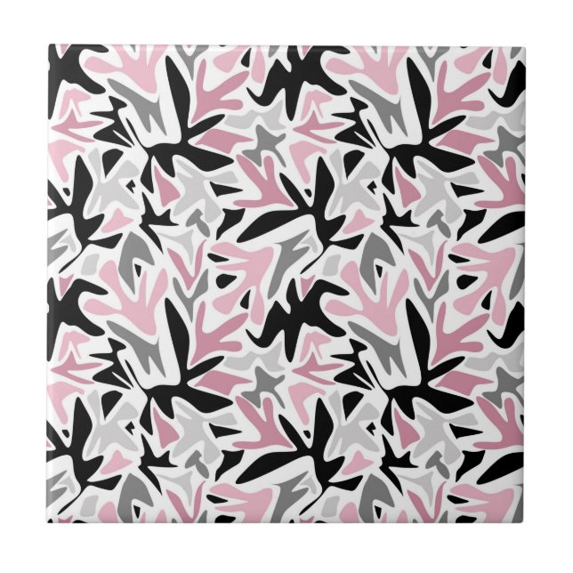 Carreau Abstrait, Noir et Rose, Jeunesse, Moderne Coussin  (Devant)