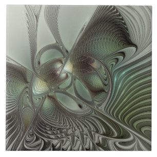 Carreau Abstrait Olive Sage Green Grey Fractal Art Imagina