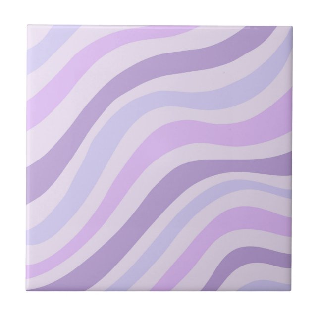 Carreau Abstrait Rayure Ondulée Bleu Violet Moderne (Devant)