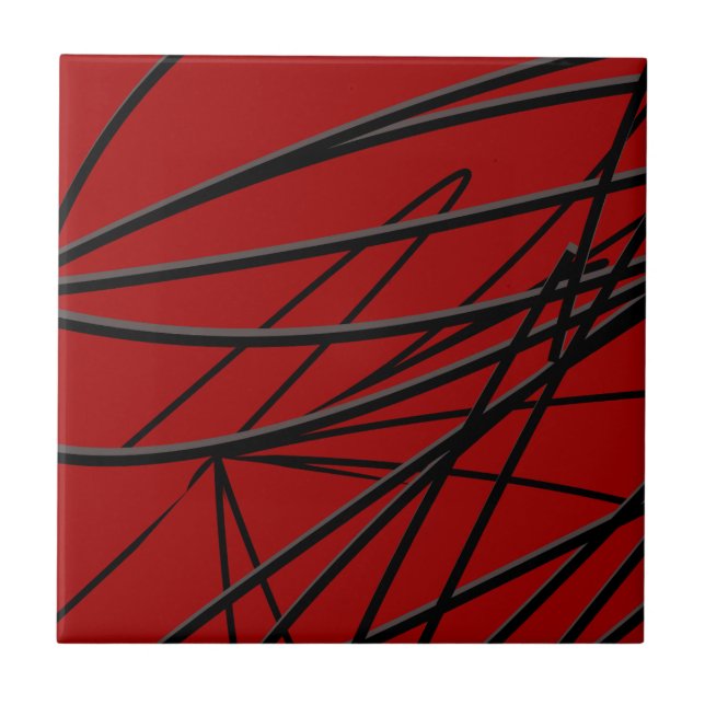 Carreau Abstrait Rouge Noir Moderne (Devant)