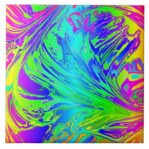 Carreau Abstrait Splashing Rainbow Liquid