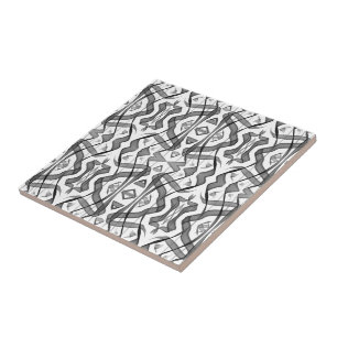 Carreau Abstraits Noirs Et Gris En Miroir Feuilles