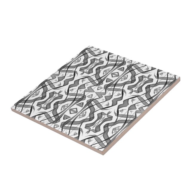 Carreau Abstraits Noirs Et Gris En Miroir Feuilles (Côté)