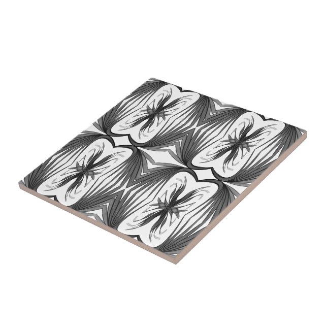 Carreau Abstraits Noirs Et Gris En Miroir Feuilles (Côté)