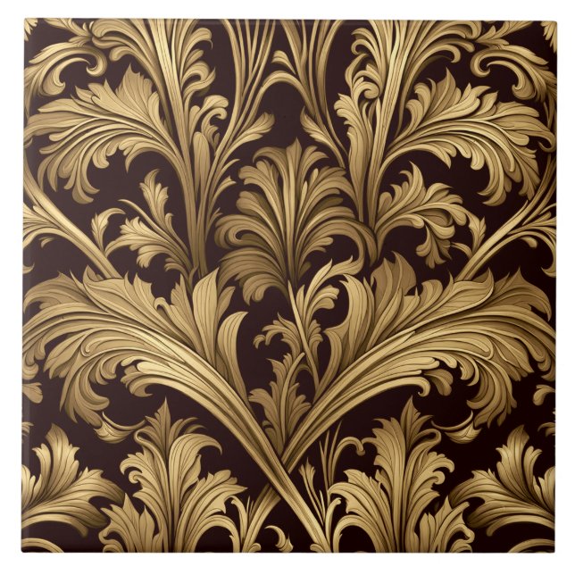 Carreau Acanthus Feuille (Ancien Ton Or) (Devant)