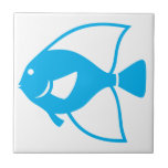 Carreau Accent blanc de salle de bains de tuile de<br><div class="desc">Un poisson bleu de mer sur la tuile blanche lumineuse - grande conception pour un accent de bain !  Appréciez la tuile et les mercis de l'arrêt par !</div>