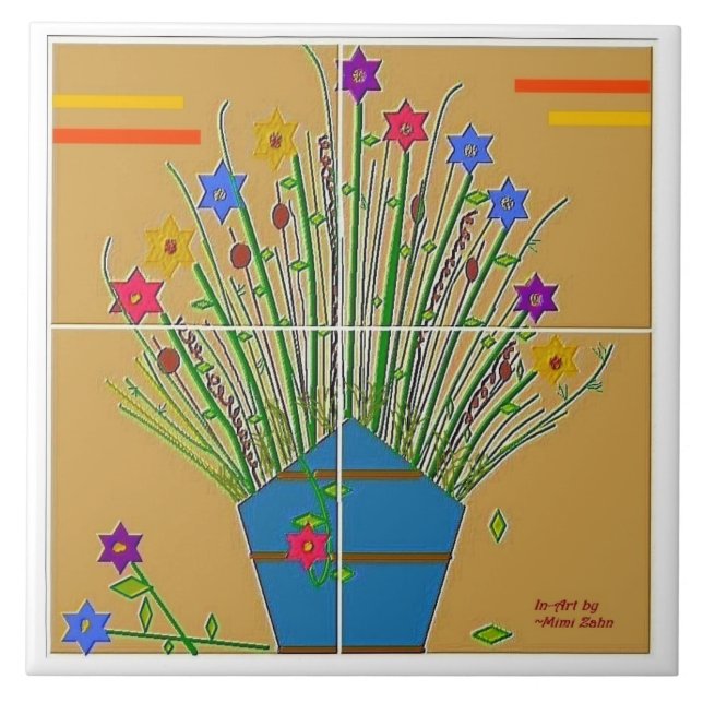 Carreau "Accent Floral" Carrelage en céramique 6x6 (Devant)