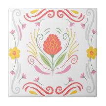 Carreau accent floral rose