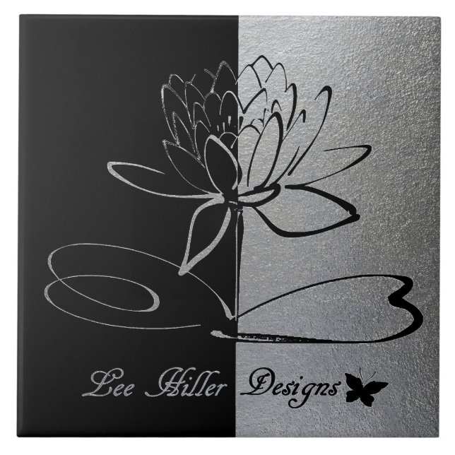 Carreau Accents de logo Lee Hiller Designs Noir et Inox (Devant)