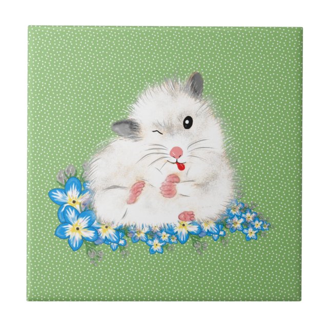 Carreau Accessoires mignons pour hamster syrien blanc, poi (Devant)