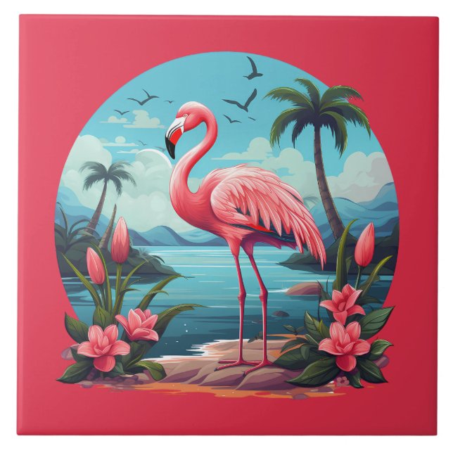 Carreau accueil plage rose flamingo amateurs artisanat (Devant)