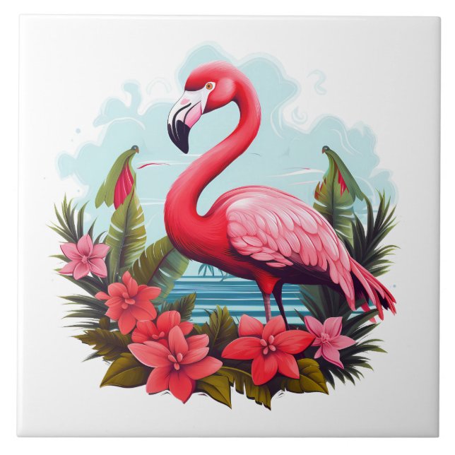 Carreau accueil plage rose flamingo amateurs artisanat (Devant)