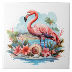 Carreau accueil plage rose flamingo amateurs artisanat