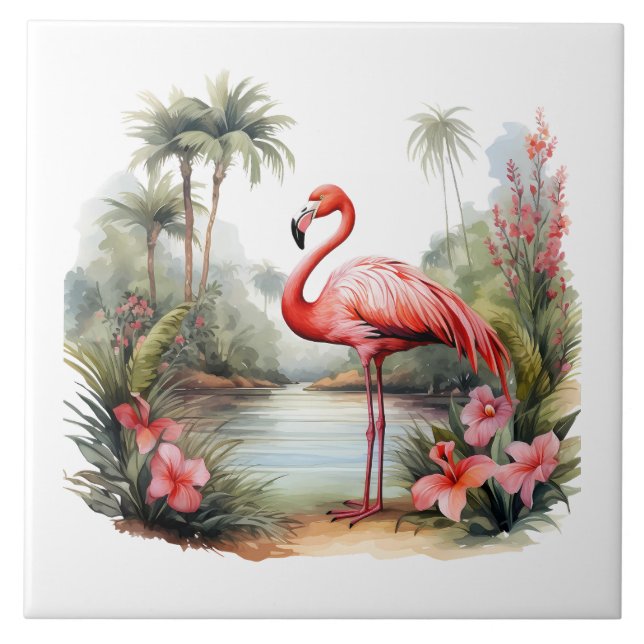 Carreau accueil plage rose flamingo amateurs artisanat (Devant)