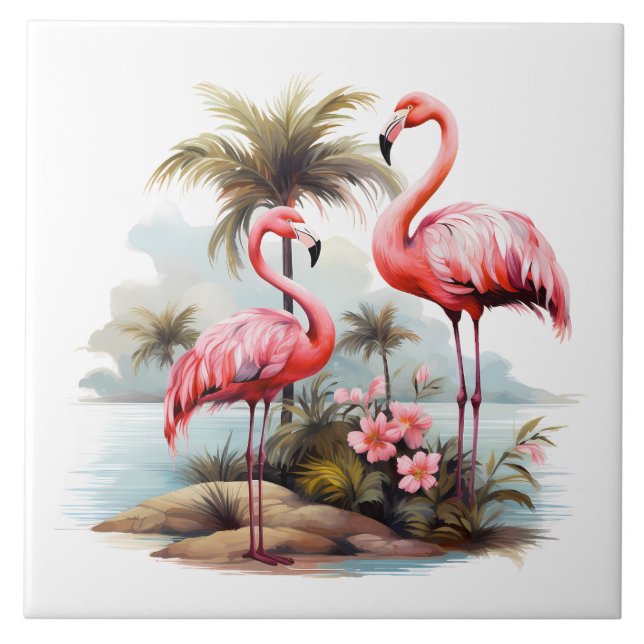 Carreau accueil plage rose flamingo amateurs artisanat (Devant)