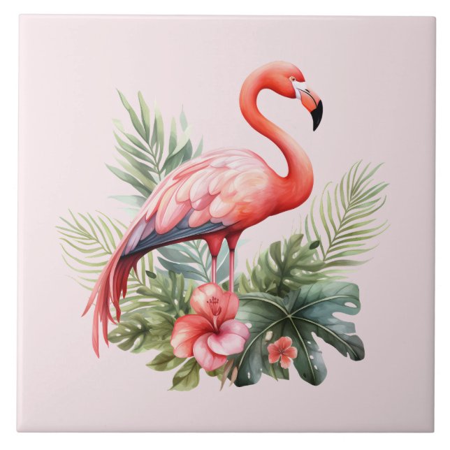 Carreau accueil plage rose flamingo amateurs artisanat (Devant)