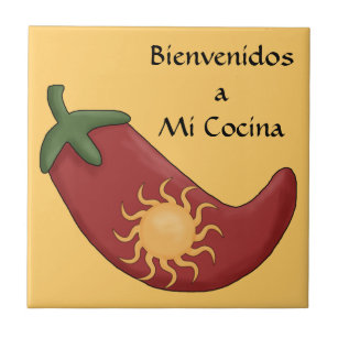 Carreau Accueil rouge chaud espagnol de cuisine de poivre