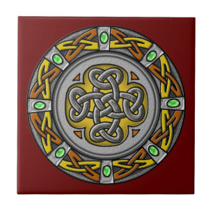 Carreau Acier et cuir de croix celtique