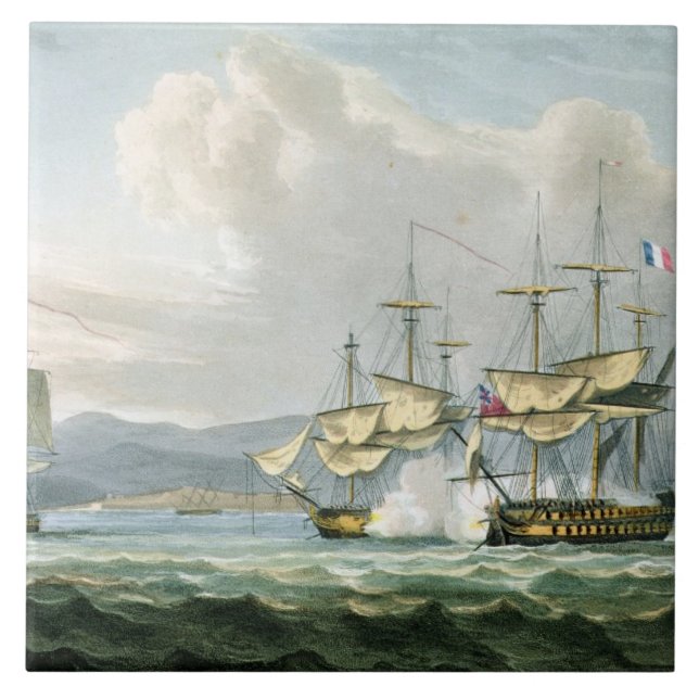 Carreau Action de frégate dans des routes de Vizagapatam, (Devant)